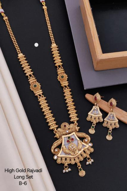 High gold rajvadi long set B 6 Imitation jewelry wholesale market in Kolkata